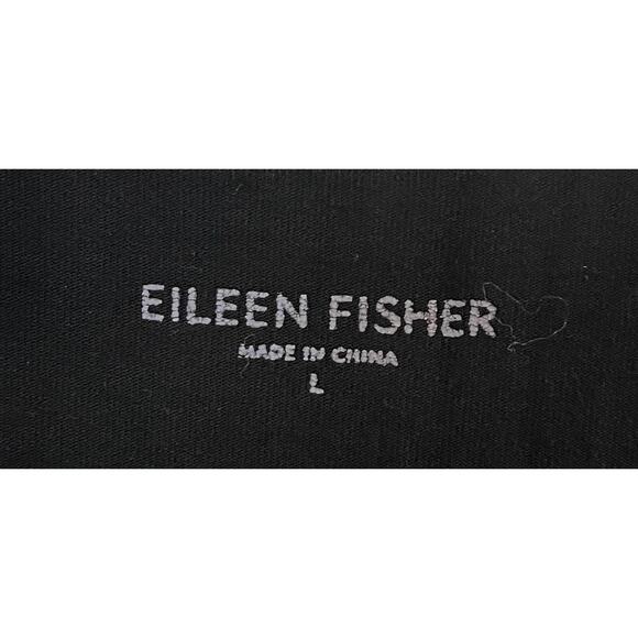 Eileen Fisher 3/4 Sleeve Scoop Neck Ruffle Bib Obsidian Black Tunic Dress sz. L - Picture 3 of 7